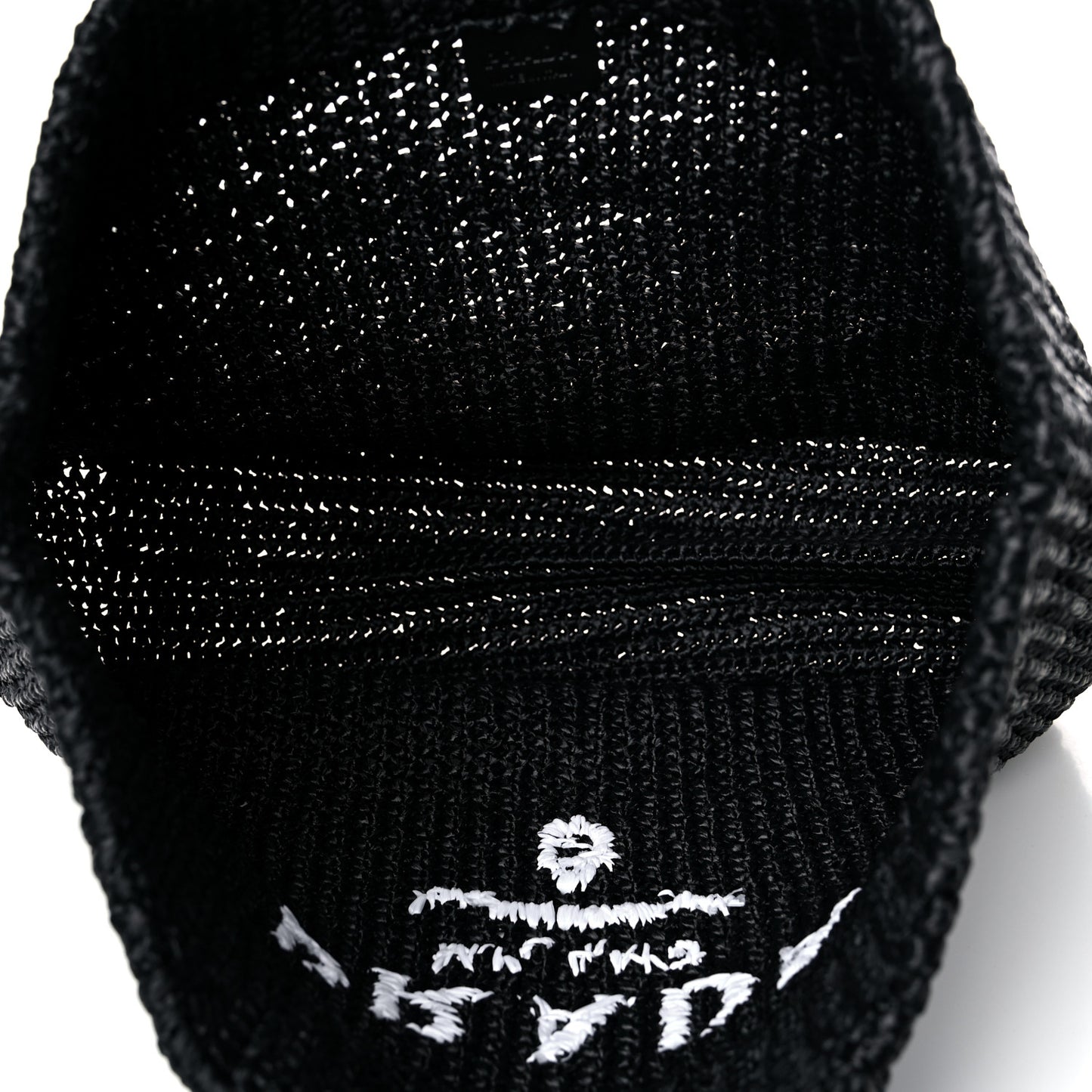 Yarn Raffia Effect Crochet Large Logo Tote Black