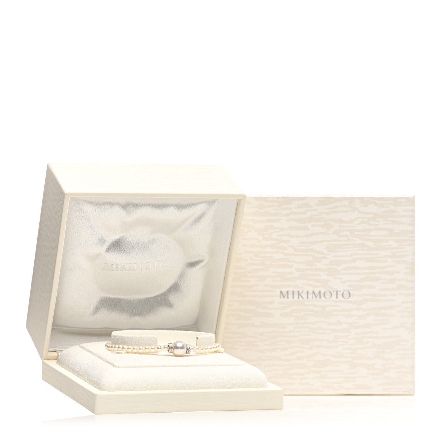 Mikimoto 18K White Gold Diamond Akoya Cultured Pearl 9.5mm Bracelet 4 of 4