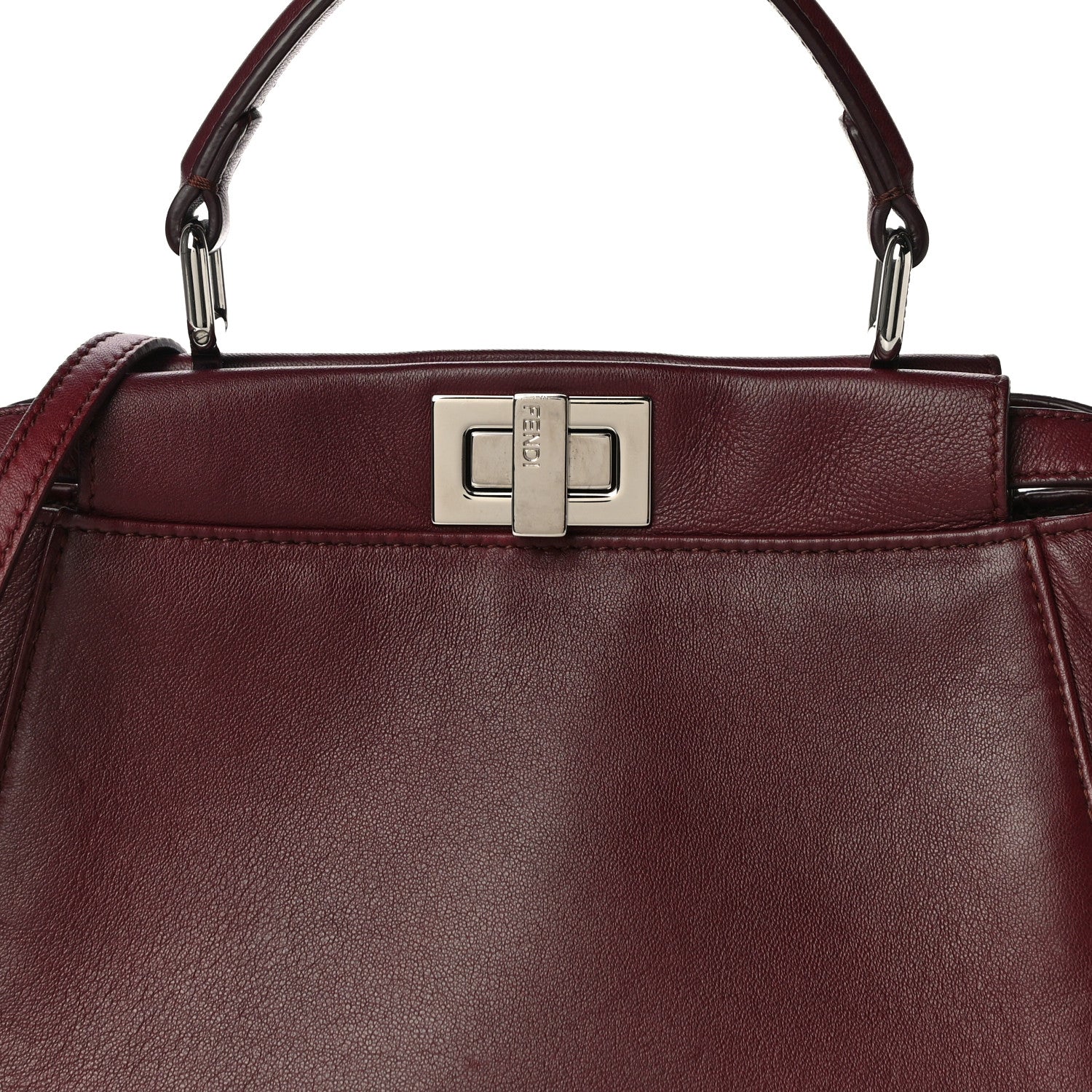 Fendi Nappa Mini Peekaboo Iconic Satchel Bordeaux 8 of 13