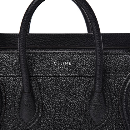 Celine Drummed Calfskin Nano Luggage Black 10 of 10