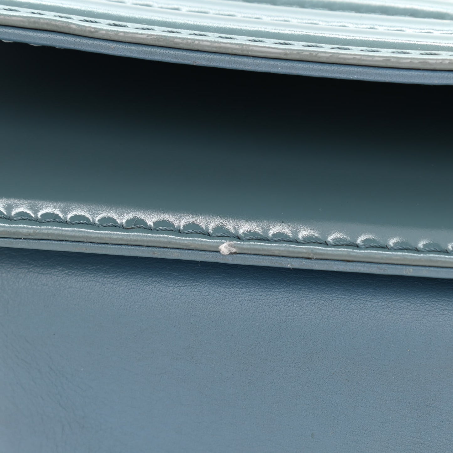 Patent Calfskin Medium Plexiglass Boy Flap Light Blue