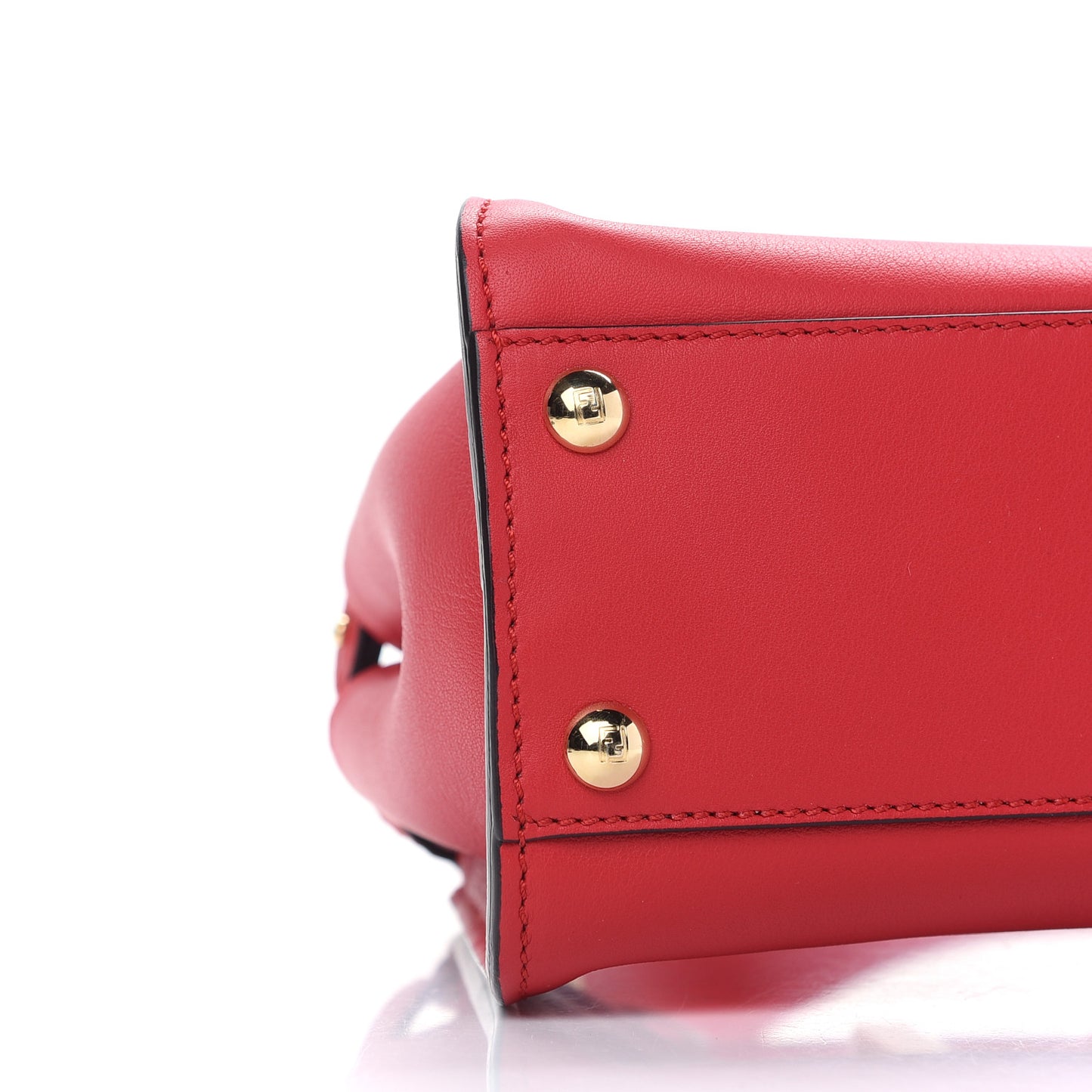 Vitello Seta Canvas FF Embroidered Mini Peekaboo Iconic Satchel Rosso Cardinale Multicolor