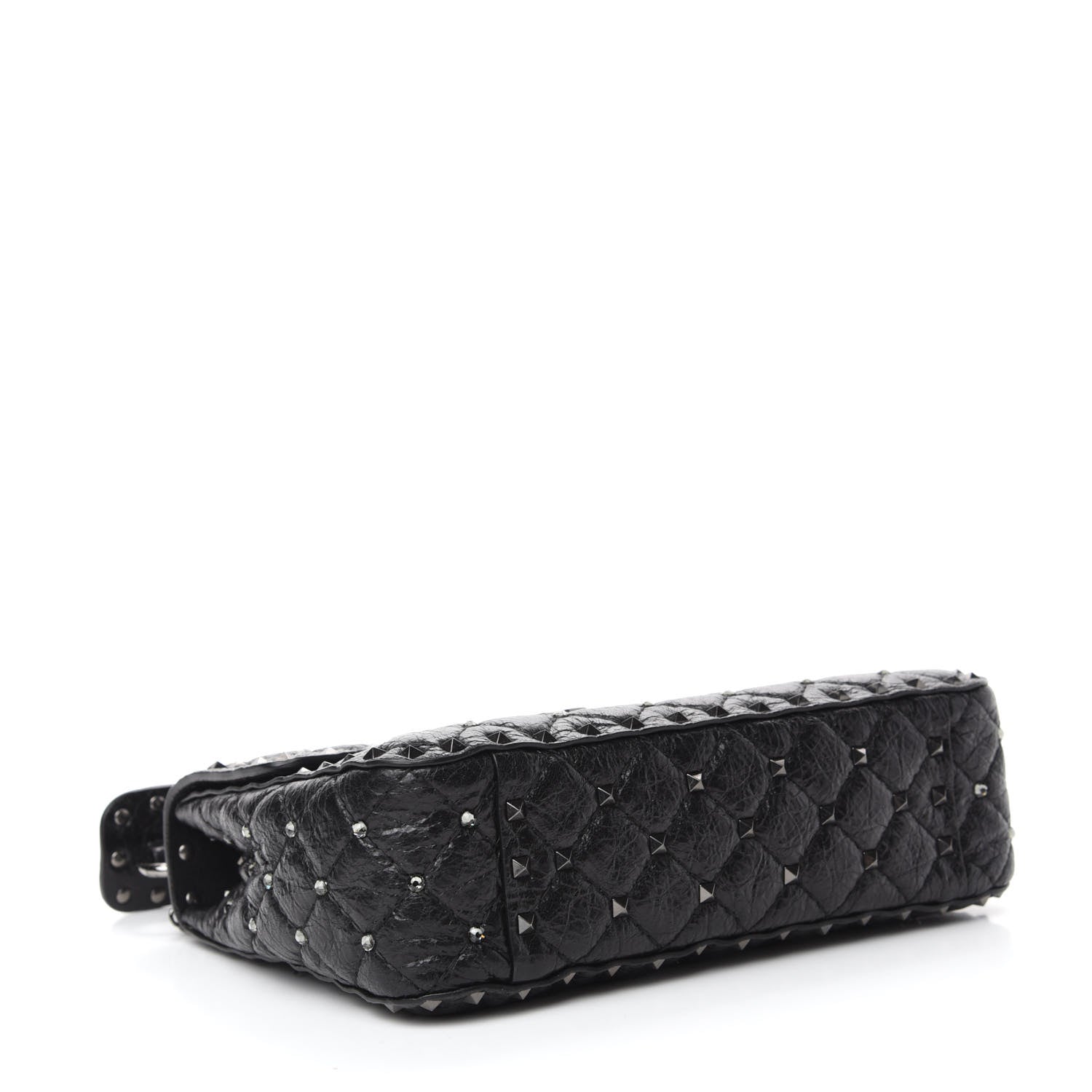 Valentino Garavani Craquele Nappa Medium Rockstud Spike Shoulder Bag Black 4 of 9