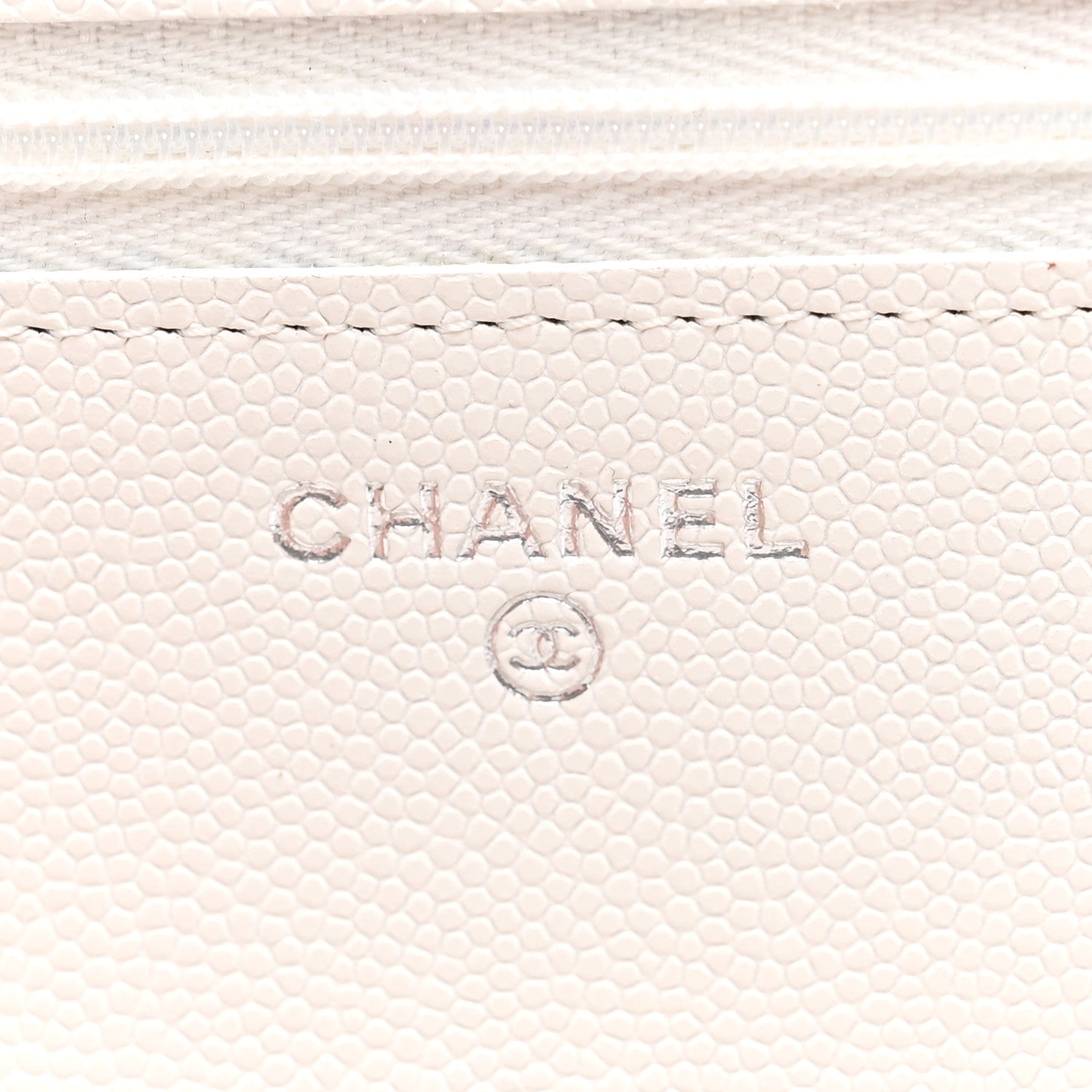 Chanel Caviar Quilted Ribbed Metal Wallet on Chain WOC White 6 of 12