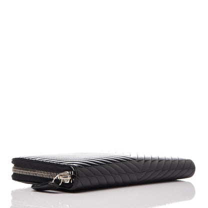 Chanel Patent Chevron Zip Around Wallet Black 3 of 10