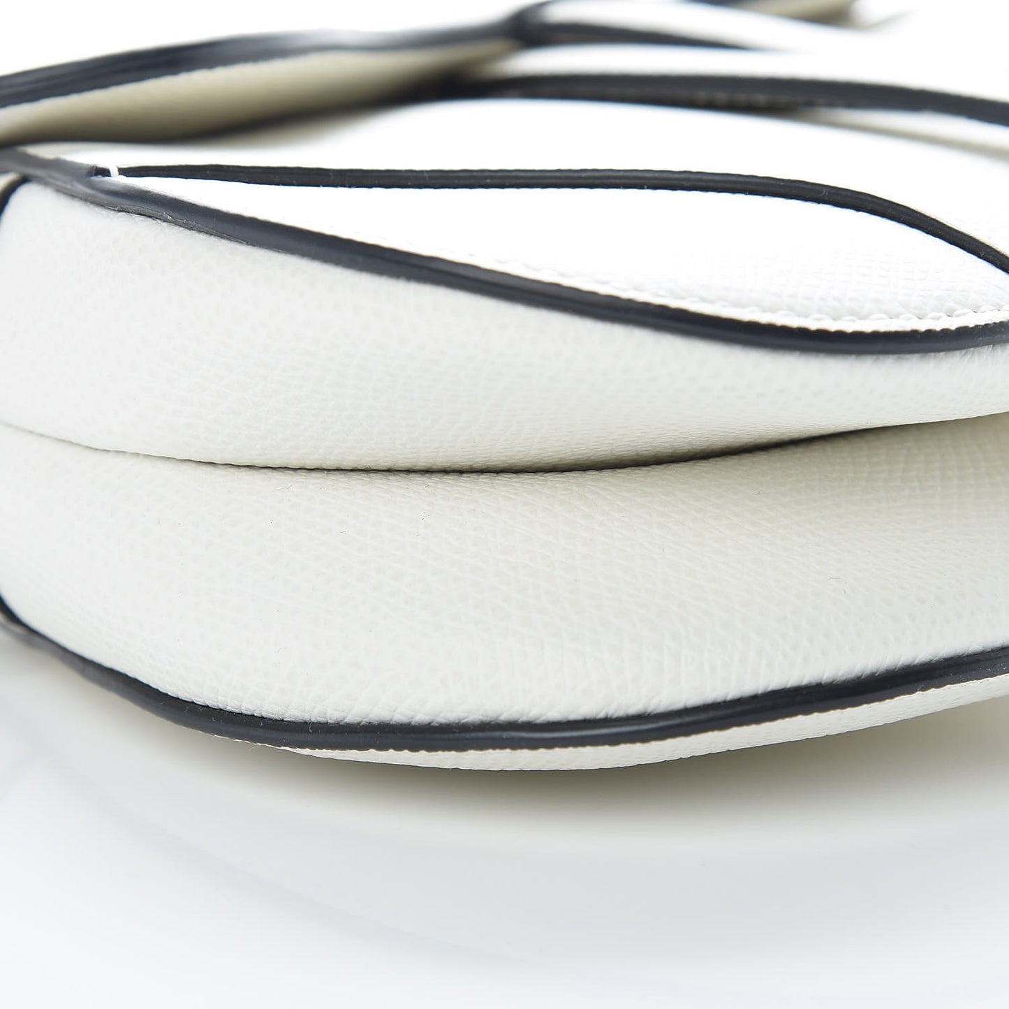 Grained Calfskin Mini Saddle Bag White