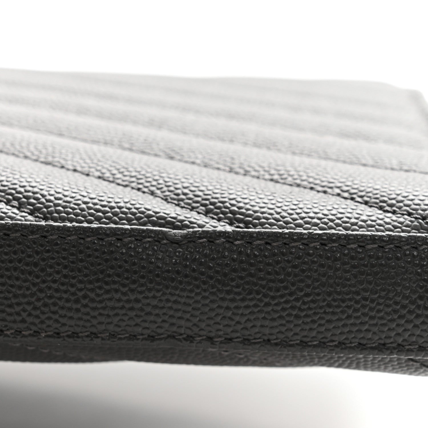 Saint Laurent Grain De Poudre Matelasse Chevron Monogram Chain Wallet Oyster Grey 10 of 10
