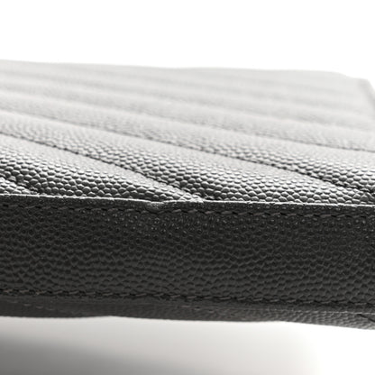 Saint Laurent Grain De Poudre Matelasse Chevron Monogram Chain Wallet Oyster Grey 10 of 10