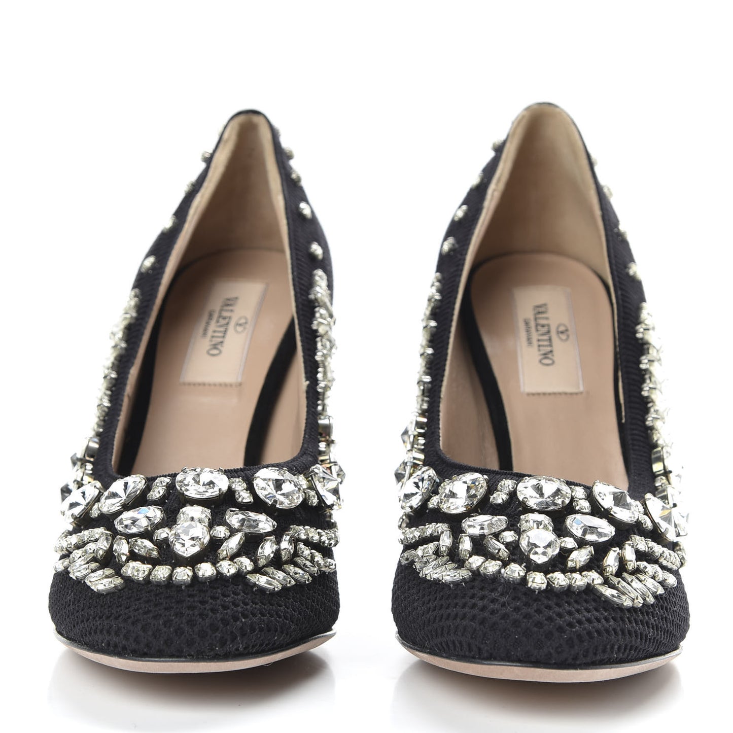 Mesh Crystal Embellished Pumps 36 Black