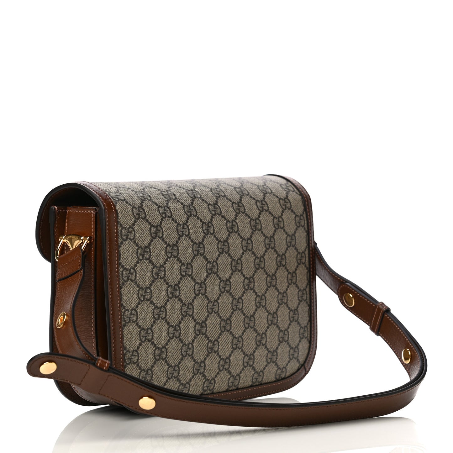 GG Supreme Monogram Horsebit 1955 Shoulder Bag Beige Brown Sugar