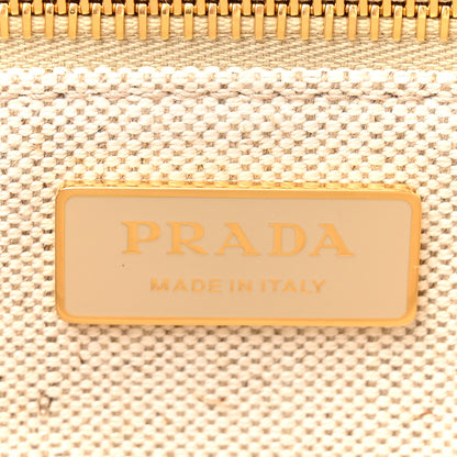 Prada Canvas Mistolino Ricamo Small Logo Tote Naturale 6 of 10