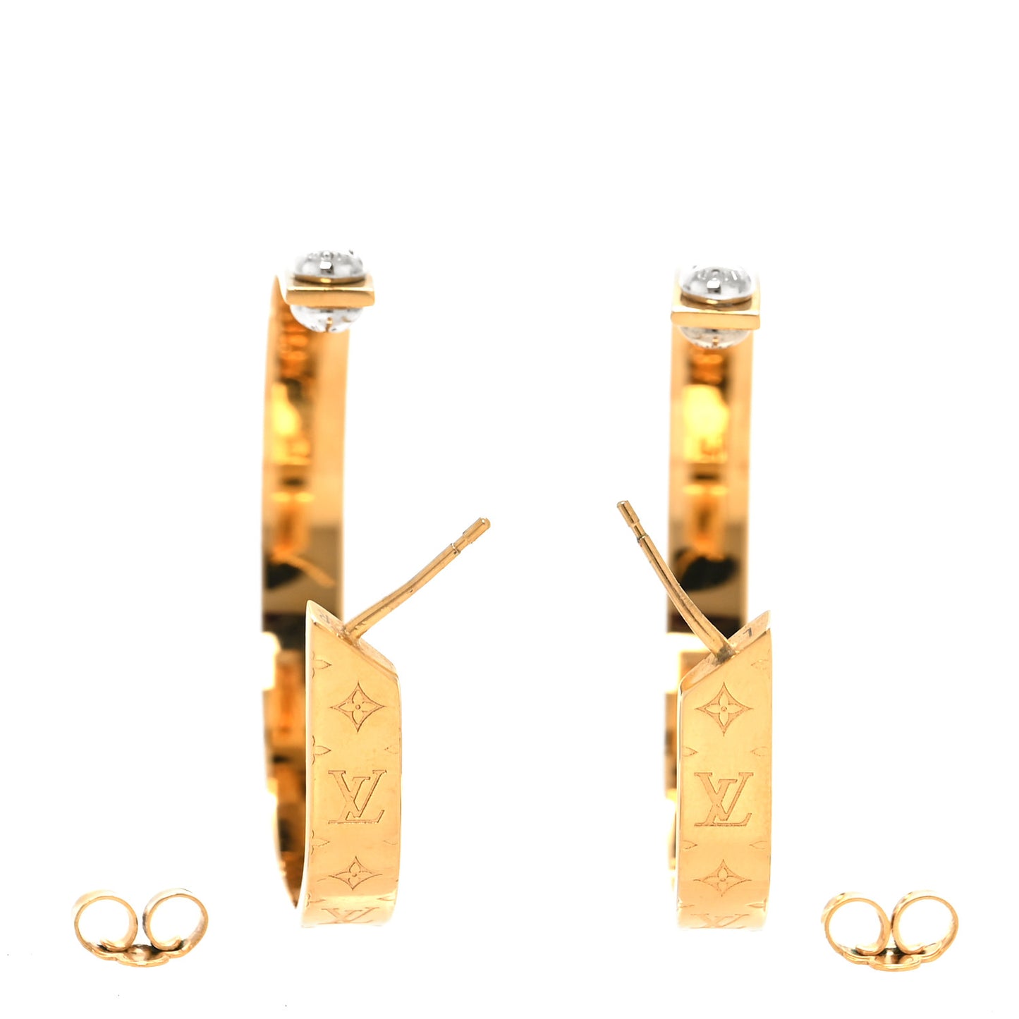 Metal Nanogram Hoop Earrings Gold