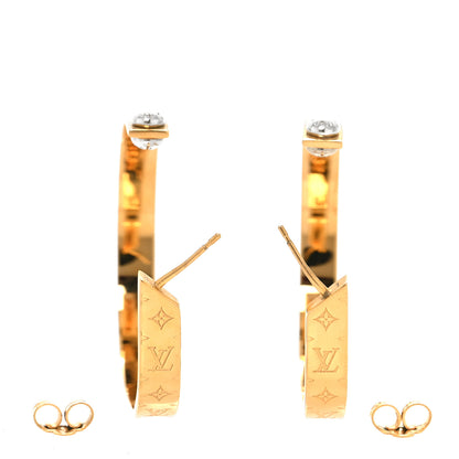Louis Vuitton Metal Nanogram Hoop Earrings Gold 3 of 5