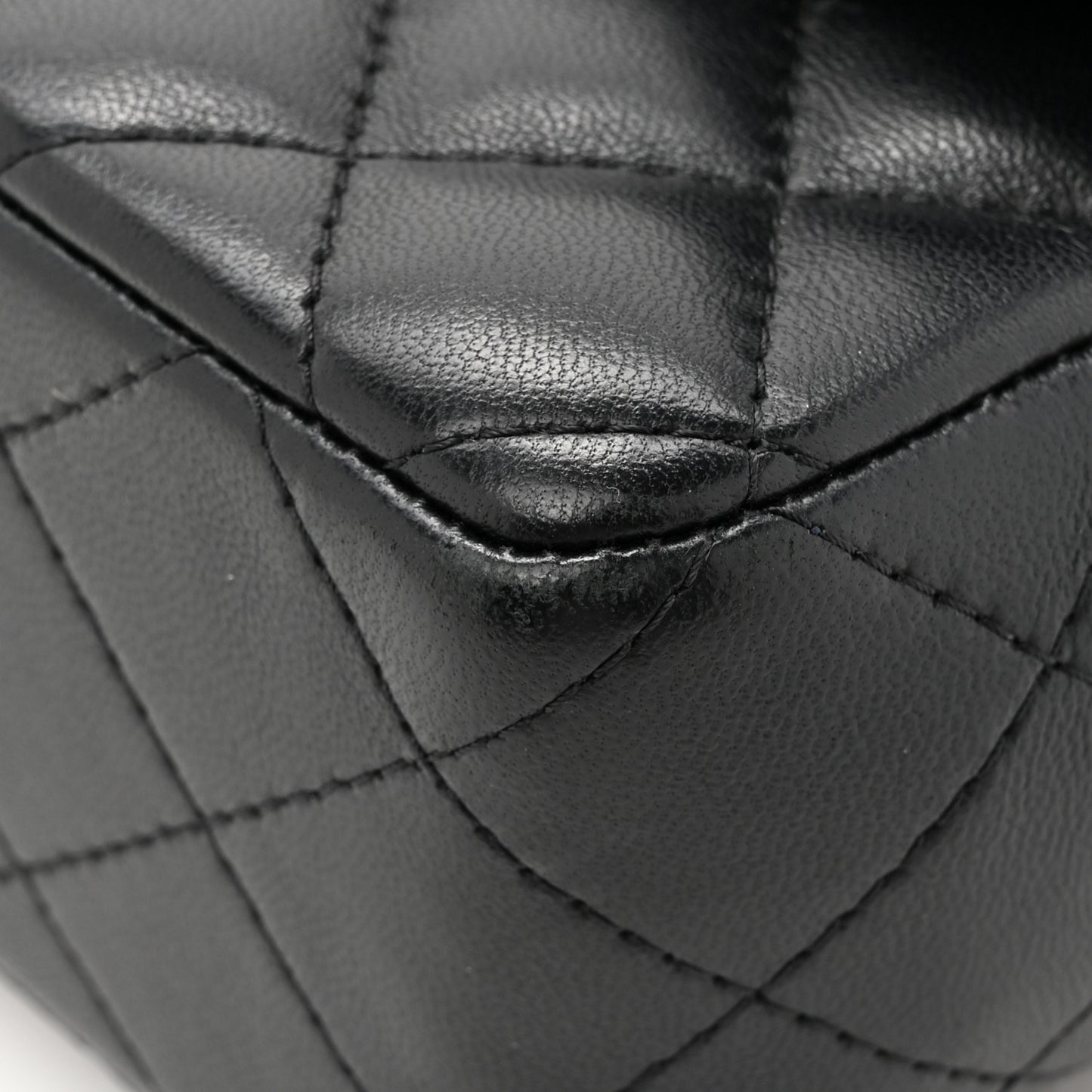 Lambskin Quilted Mini Rectangular Flap Black