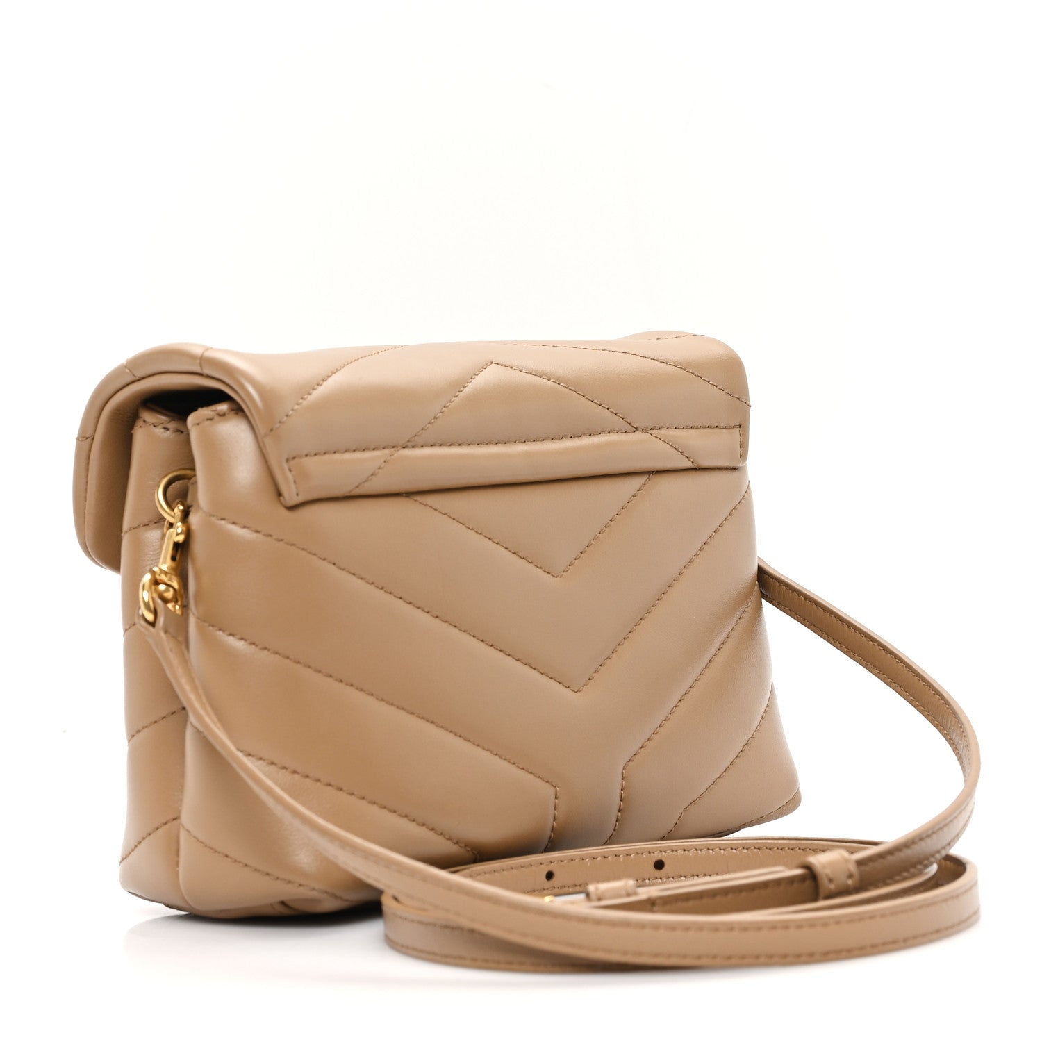 Saint Laurent Calfskin Y Quilted Monogram Toy Loulou Crossbody Bag Natural Tan 3 of 11