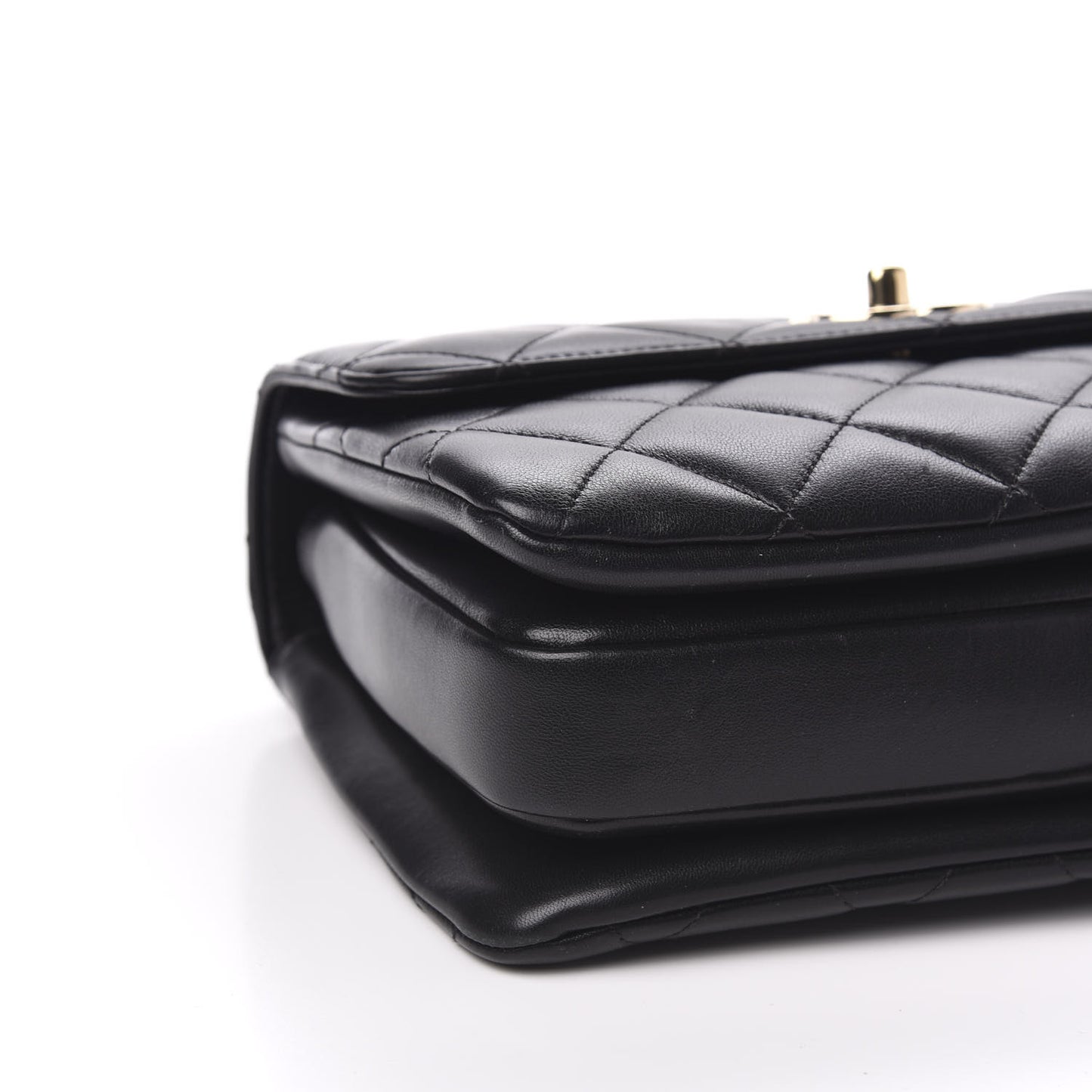 Lambskin Quilted Small Trendy CC Dual Handle Flap Bag Black