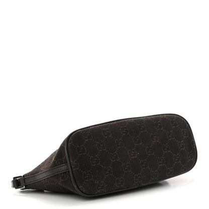 Gucci Denim Monogram Boat Pochette Dark Brown 4 of 15