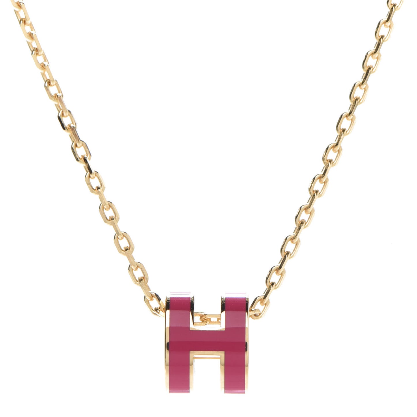 Lacquered Gold Mini Pop H Pendant Necklace Rose Extreme