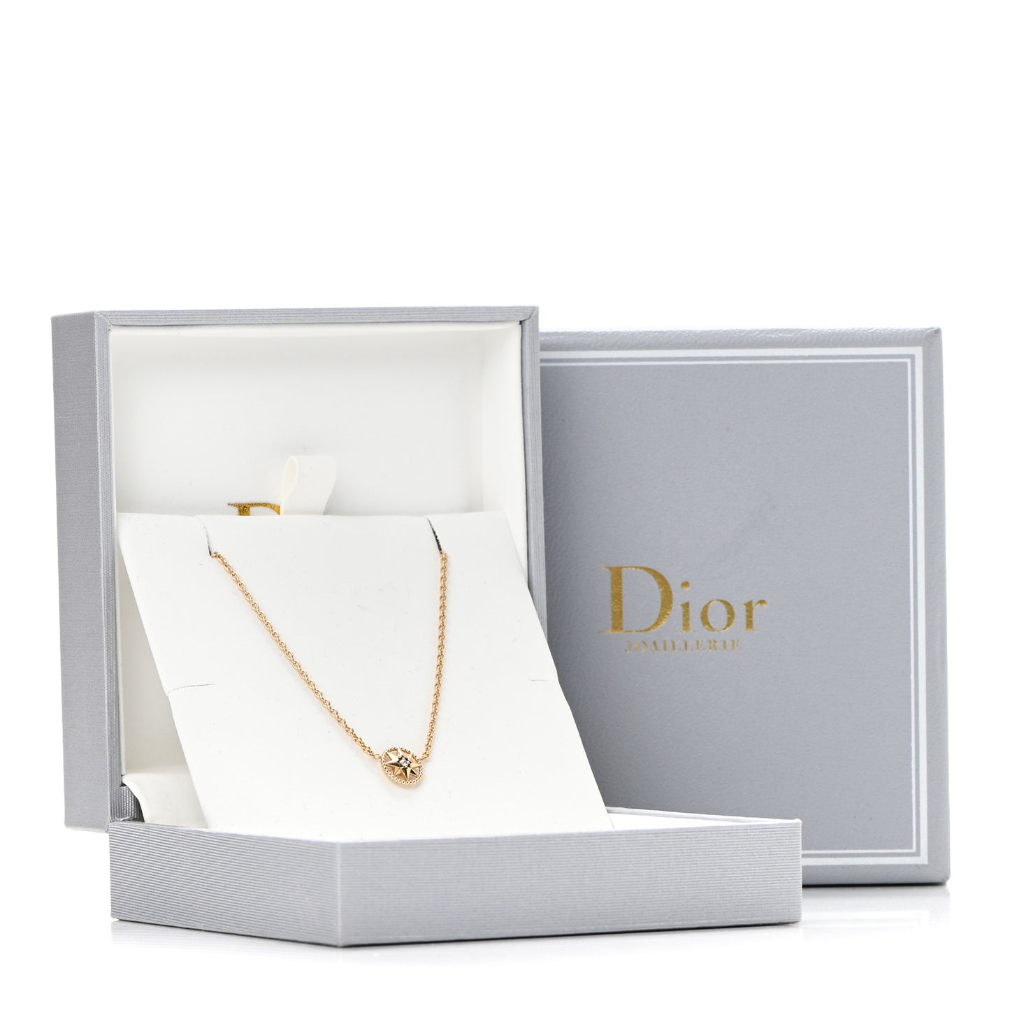 18K Yellow Gold Diamond XS Rose Des Vents Necklace