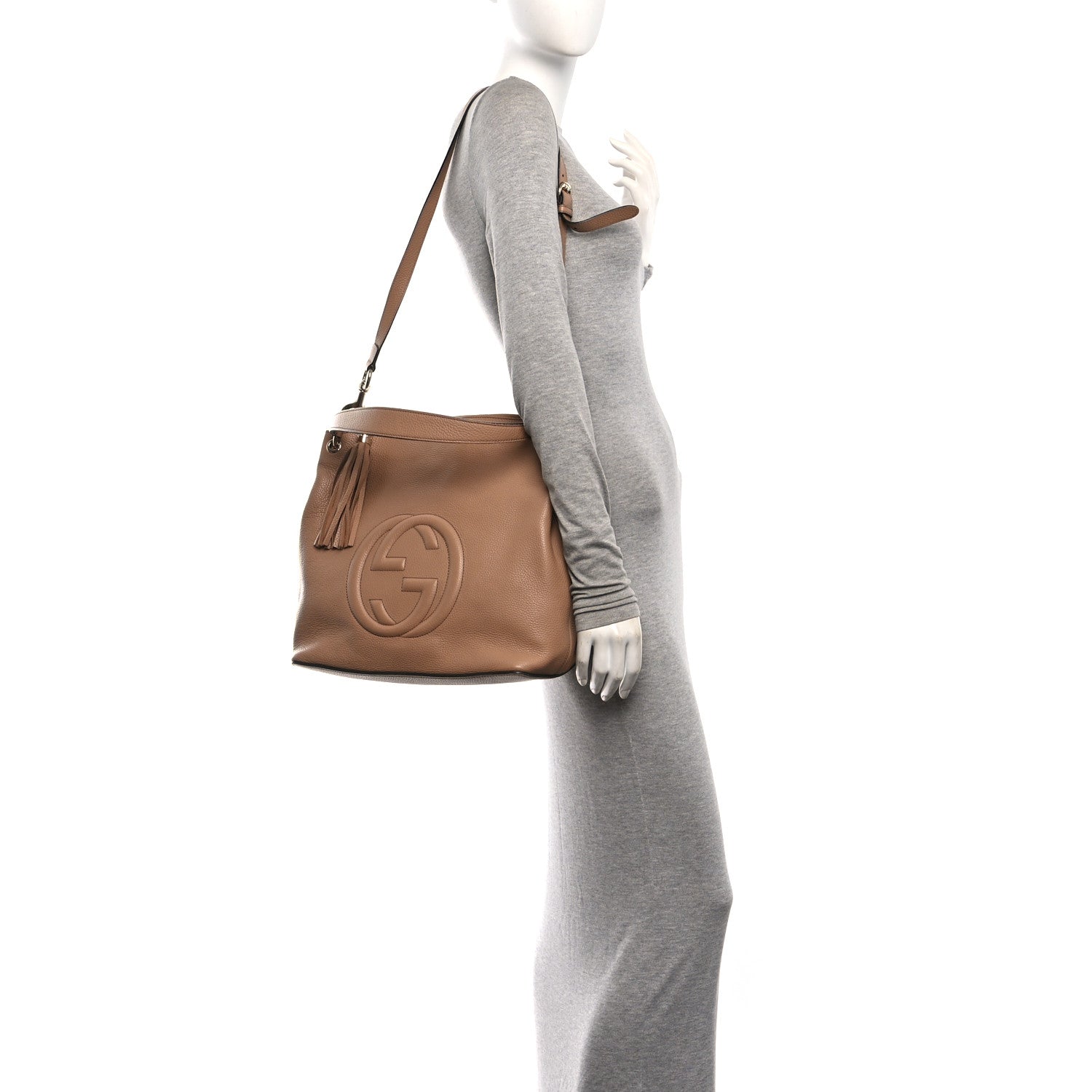 Gucci Pebbled Calfskin Large Soho Hobo Camelia 2 of 10