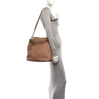Gucci Pebbled Calfskin Large Soho Hobo Camelia 2 of 10