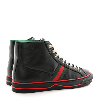 Gucci Glamour Glove Calfskin Web Mens 1977 Tennis High Top Sneakers 10 Black 5 of 9