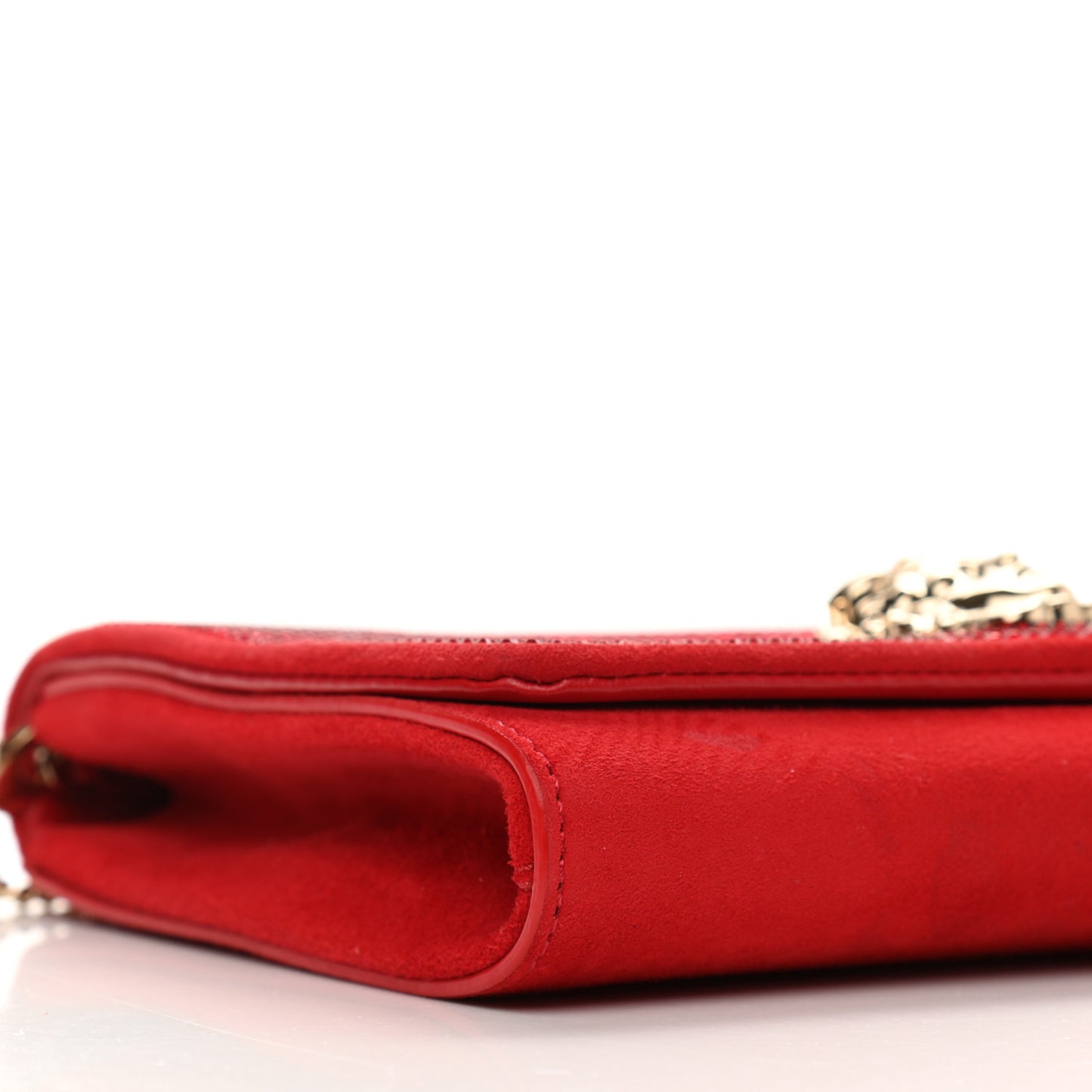Suede Palazzo Crystal Chain Evening Bag Red