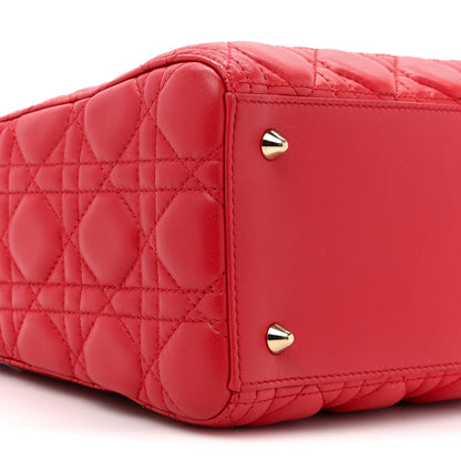Christian Dior Lambskin Cannage Medium Lady Dior Red 9 of 14