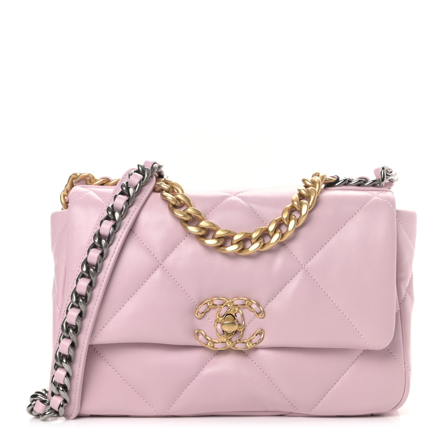Chanel Lambskin Quilted Medium Chanel 19 Flap Light Pink 1 of 9