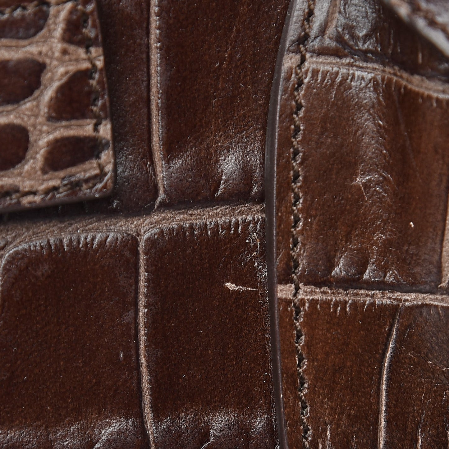 Calfskin Crocodile Embossed Small Sac de Jour Brown