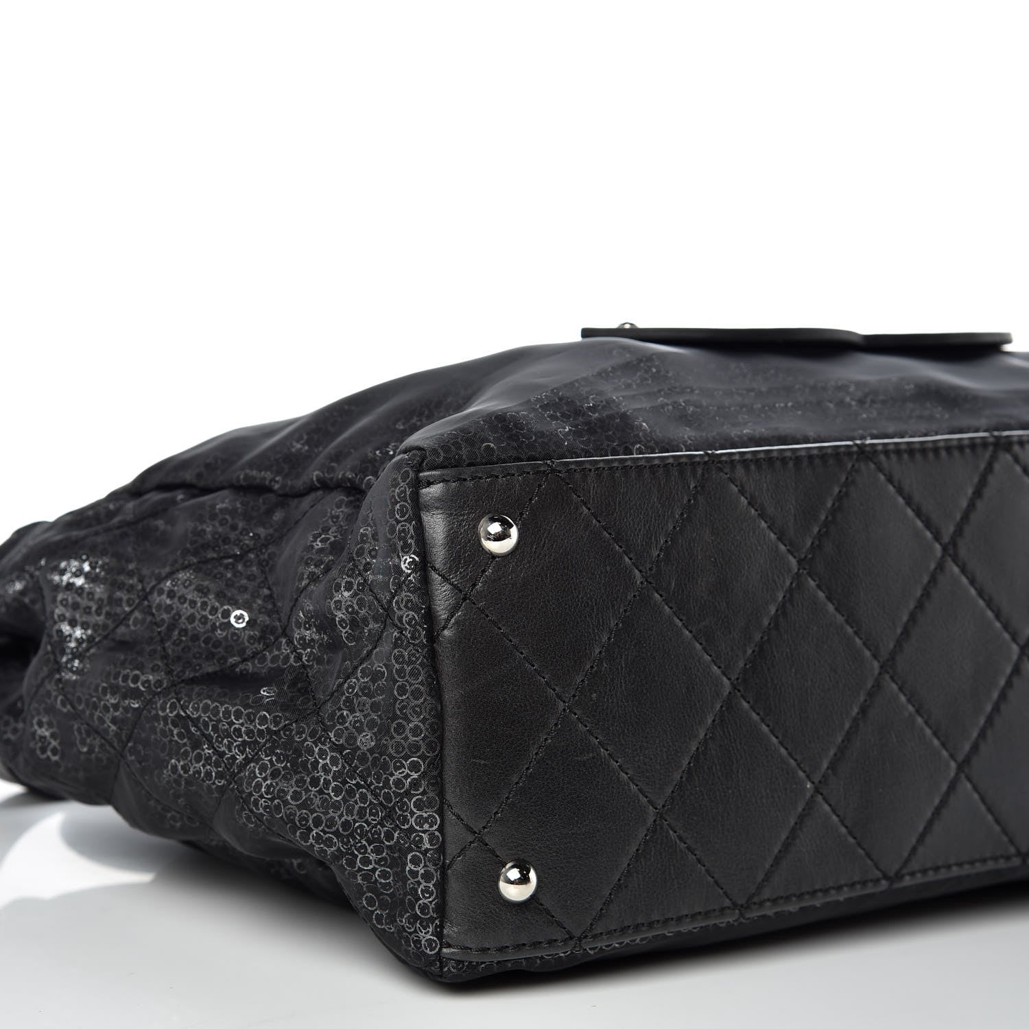 Chanel Calfskin Mesh Hidden Sequin CC Tote Black 5 of 9