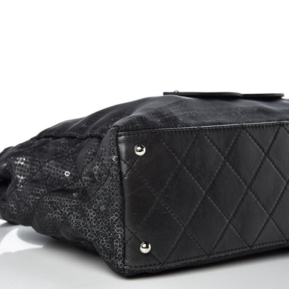 Chanel Calfskin Mesh Hidden Sequin CC Tote Black 5 of 9