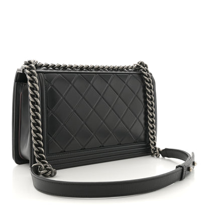 Chanel Calfskin Embossed New Medium Paris Salzburg Boy Flap Black 3 of 11
