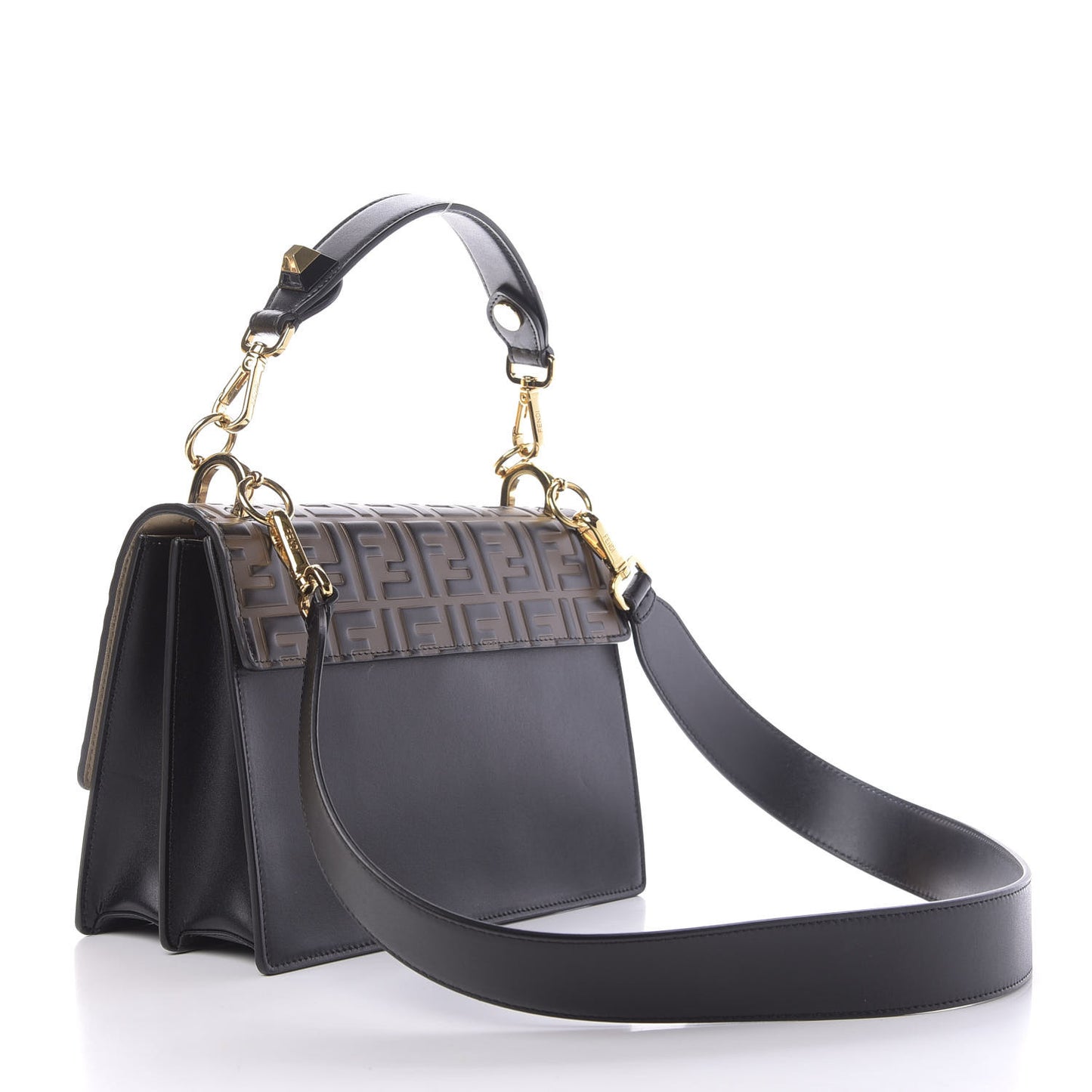 Vitello Liberty Bi-Color FF 1974 Embossed Kan I Shoulder Bag Black Maya