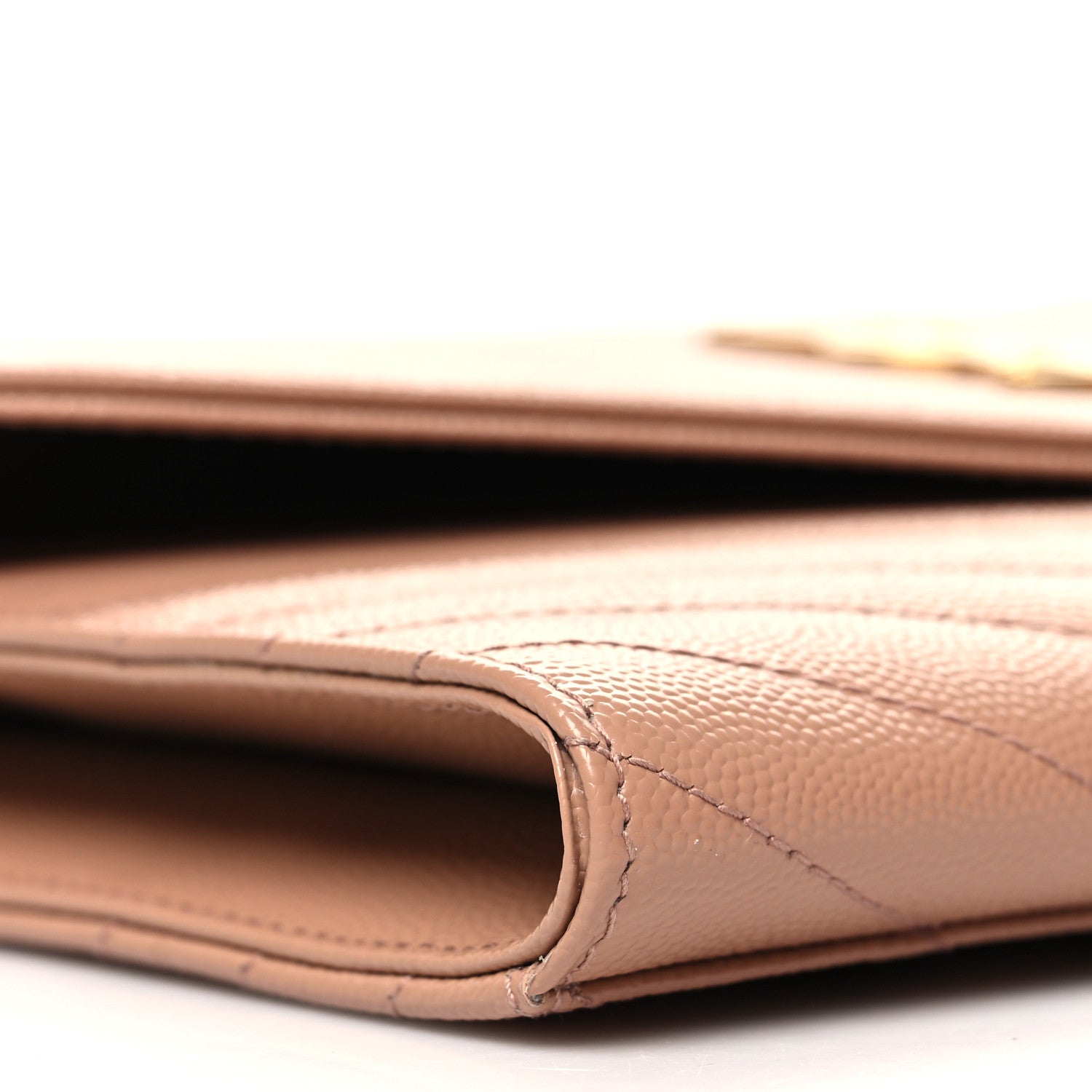 Saint Laurent Grain De Poudre Matelasse Chevron Monogram Envelope Clutch Vintage Peach 9 of 10