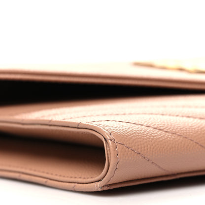 Saint Laurent Grain De Poudre Matelasse Chevron Monogram Envelope Clutch Vintage Peach 9 of 10
