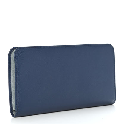 Prada Saffiano Metal Double Snap Travel Wallet Cobalto 3 of 10