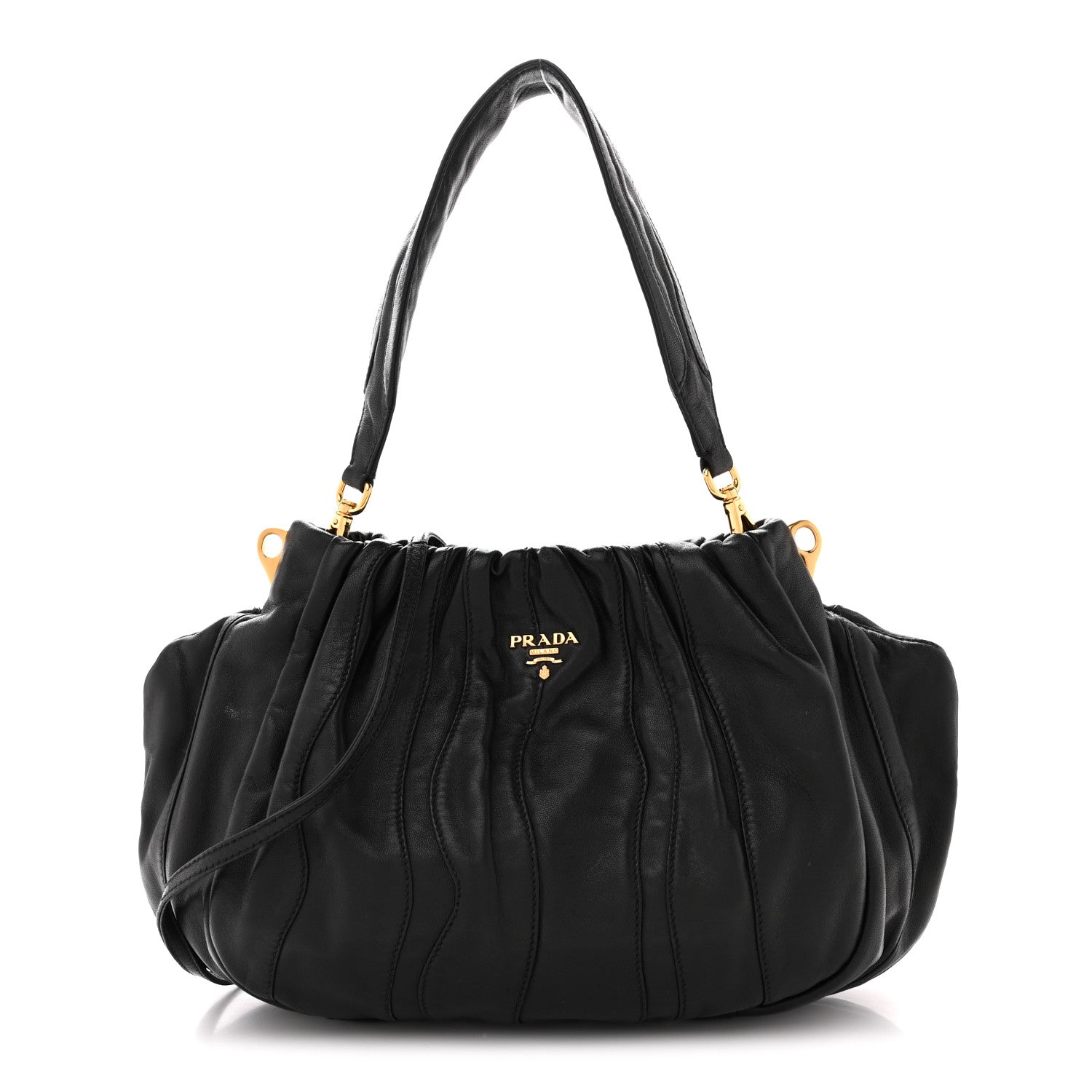 Prada Nappa Stripes Hobo Black 1 of 10