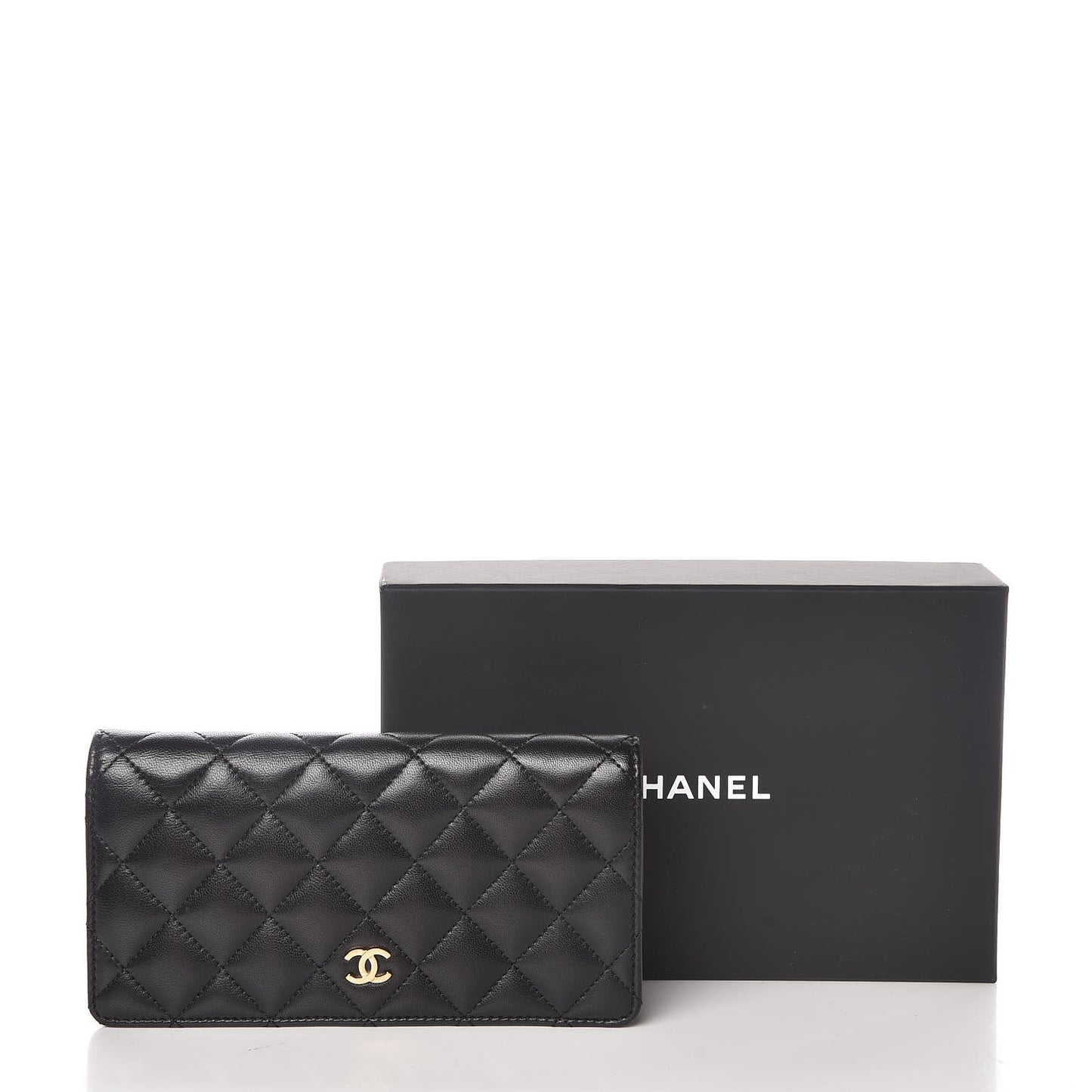 Lambskin Quilted Yen Wallet Black