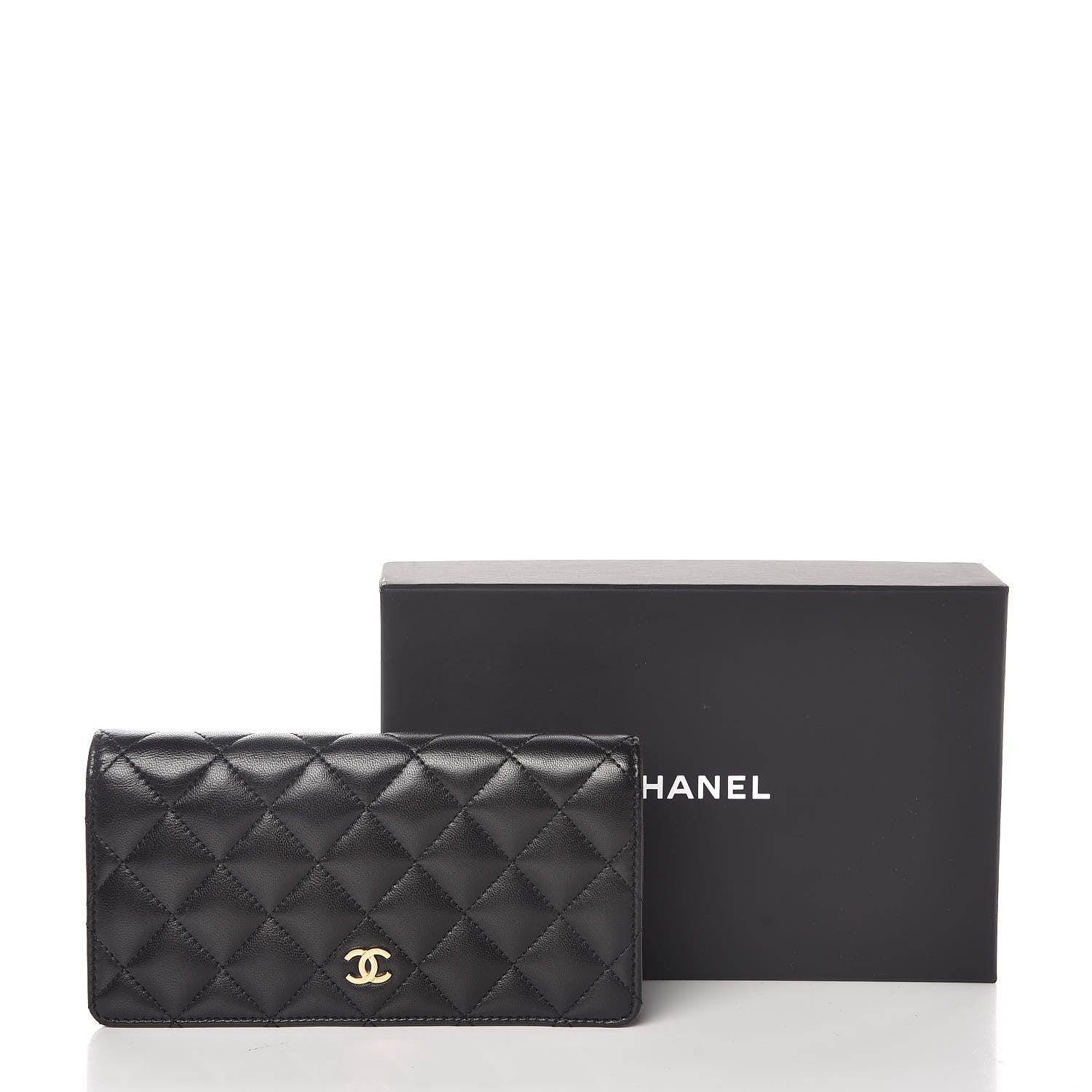 Chanel Lambskin Quilted Yen Wallet Black 9 of 9
