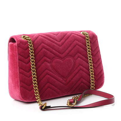 Gucci Velvet Matelasse Blind for Love Embroidered Medium GG Marmont Shoulder Bag Light Raspberry Rose Multicolor 3 of 10