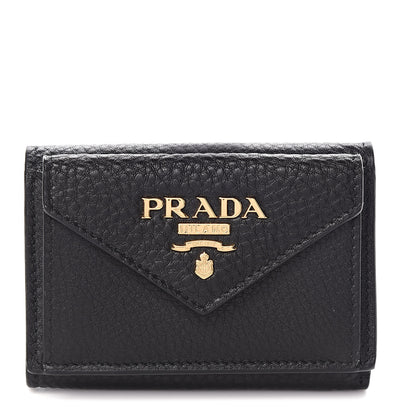 Prada Vitello Grain Small Tri-Fold Wallet Black 1 of 8