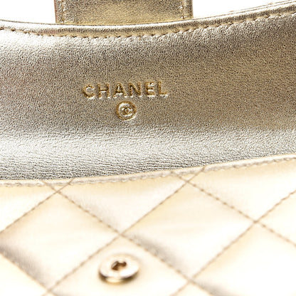 Chanel Metallic Lambskin Quilted Flap Card Holder Wallet Light Gold 6 of 9