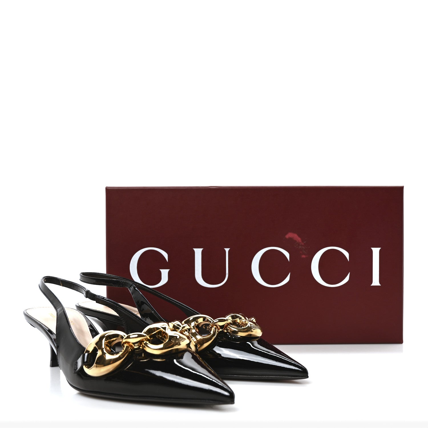 Gucci Vernice Crystal Nappa Charlotte Marina Slingback Pumps 36.5 Black 10 of 10