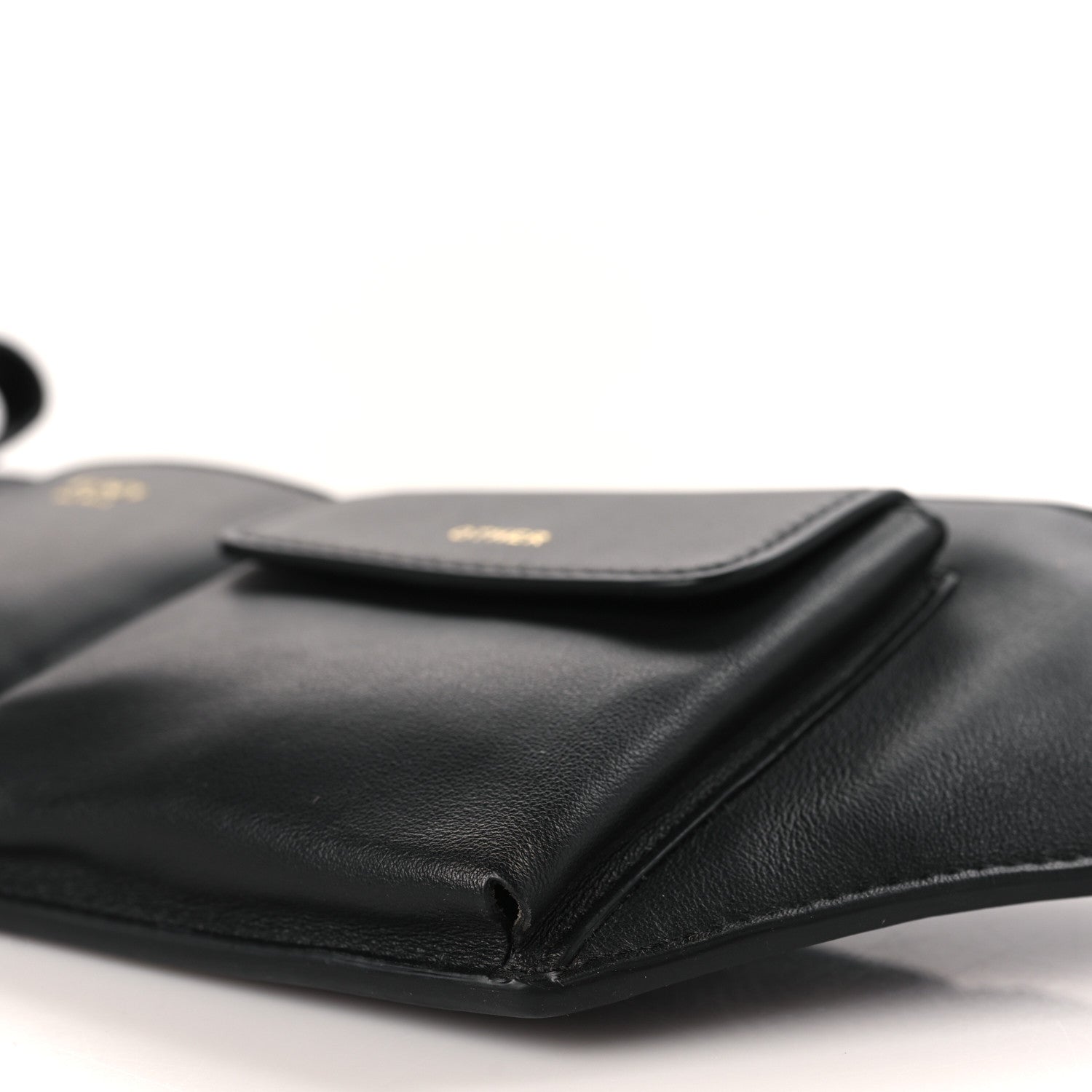 Fendi Vitello Grace Matte 3 Pocket Belt Pouch Black Soft Gold 8 of 8