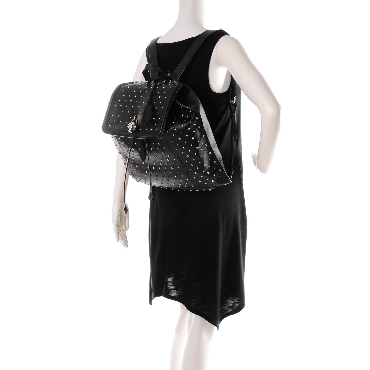 Alexander McQueen Calfskin Studded Padlock Zip Backpack Black 2 of 7