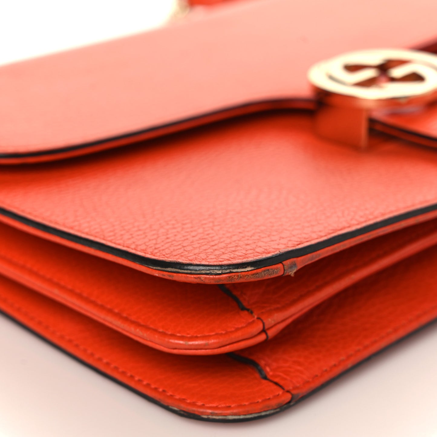 Dollar Calfskin Interlocking G Shoulder Bag Sun Orange