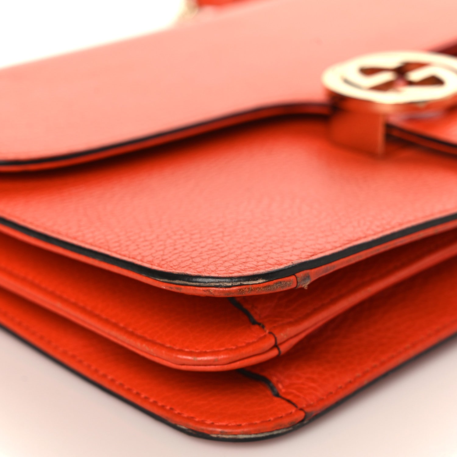 Gucci Dollar Calfskin Interlocking G Shoulder Bag Sun Orange 8 of 10