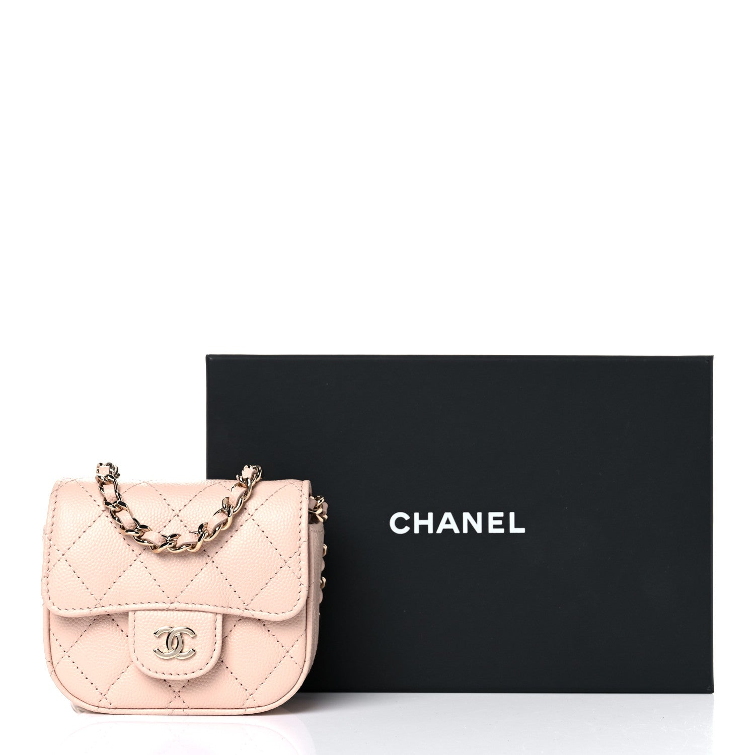 Chanel Caviar Quilted Mini Clutch With Chain Light Beige 11 of 11