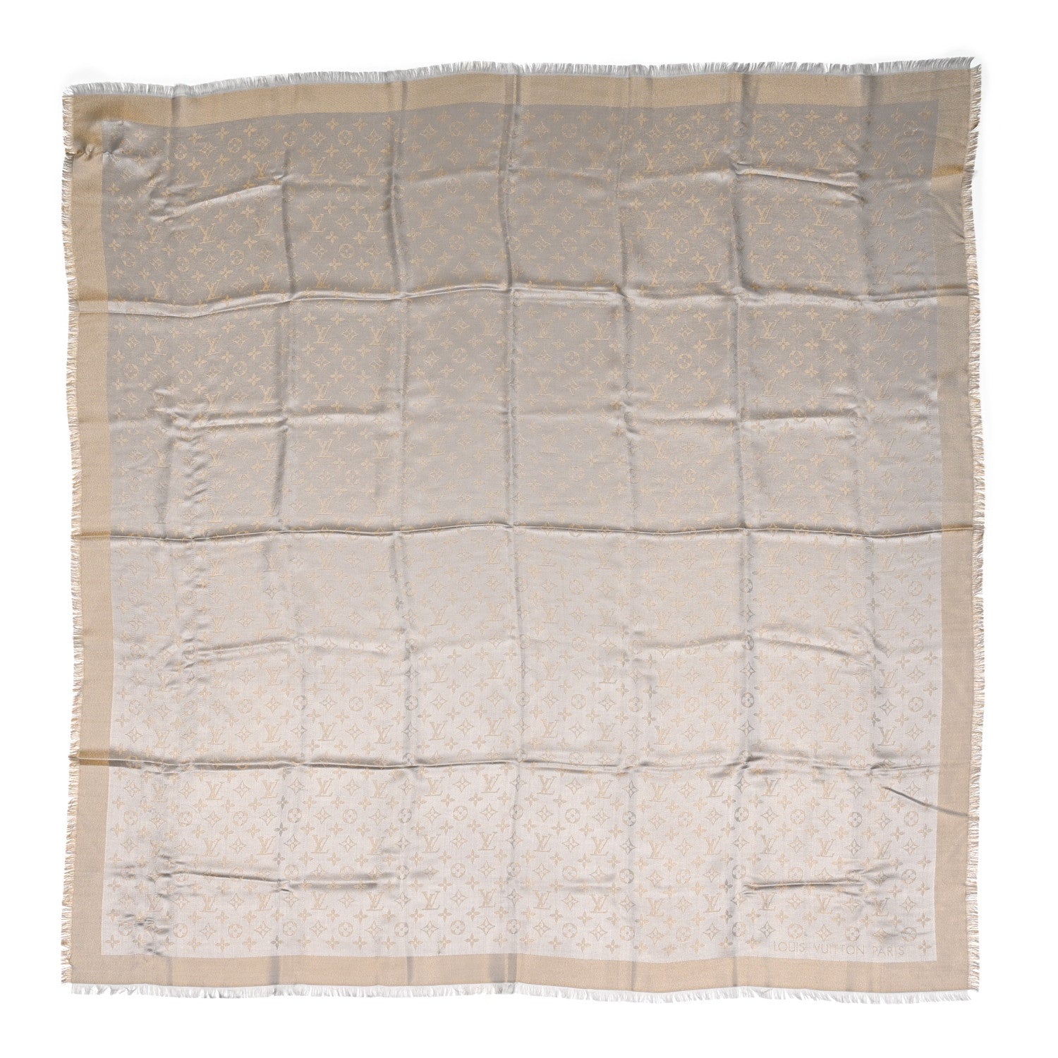Louis Vuitton Silk Lurex Wool Monogram Shine Shawl Greige 1 of 5
